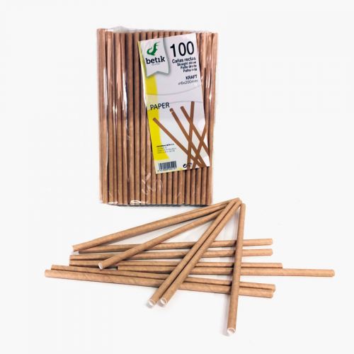 Cañas rectas de papel Kraft 23cm (100 uds)