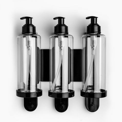 Soporte Triple Botella Dosificadora ABS Negro